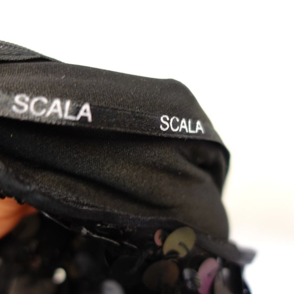 Scala Dress Small Black Mini Bodycon One Shoulder Sequin Party Evening Allover - Picture 4 of 11